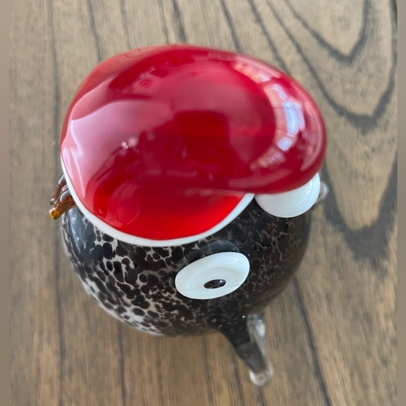 Hand Blown Glass Christmas Penguin with Red Santa Hat - Picture 3 of 8